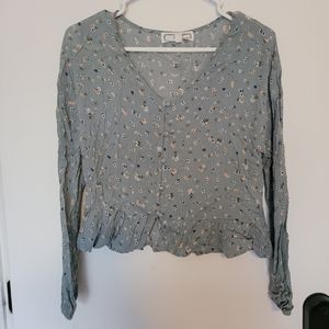 Hippie Rose Pastel Green Floral Blouse Top